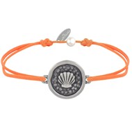 Bracelet Lien Médaille Ronde Laiton Argenté Coquillage - Orange