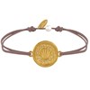 Bracelet Lien Médaille Ronde Laiton Doré Coquillage - Marron clair - vue V1