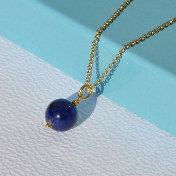 Vergulde Lapis Lazuli Parel Hanger Collier