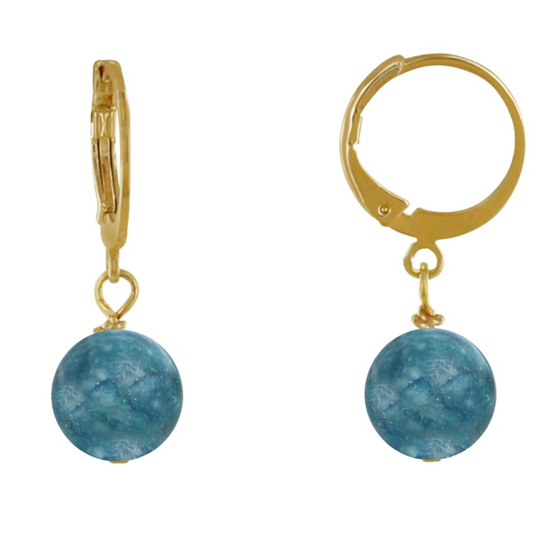 Boucles d'Oreilles Mini Créoles Plaqué Or et Perle d'Apatite