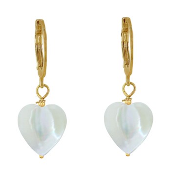 Vergulde Mini Creoolse Oorbellen met Parelmoer Hart