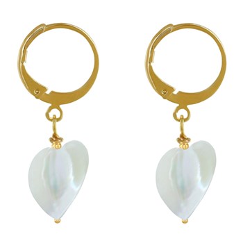 Vergulde Mini Creoolse Oorbellen met Parelmoer Hart