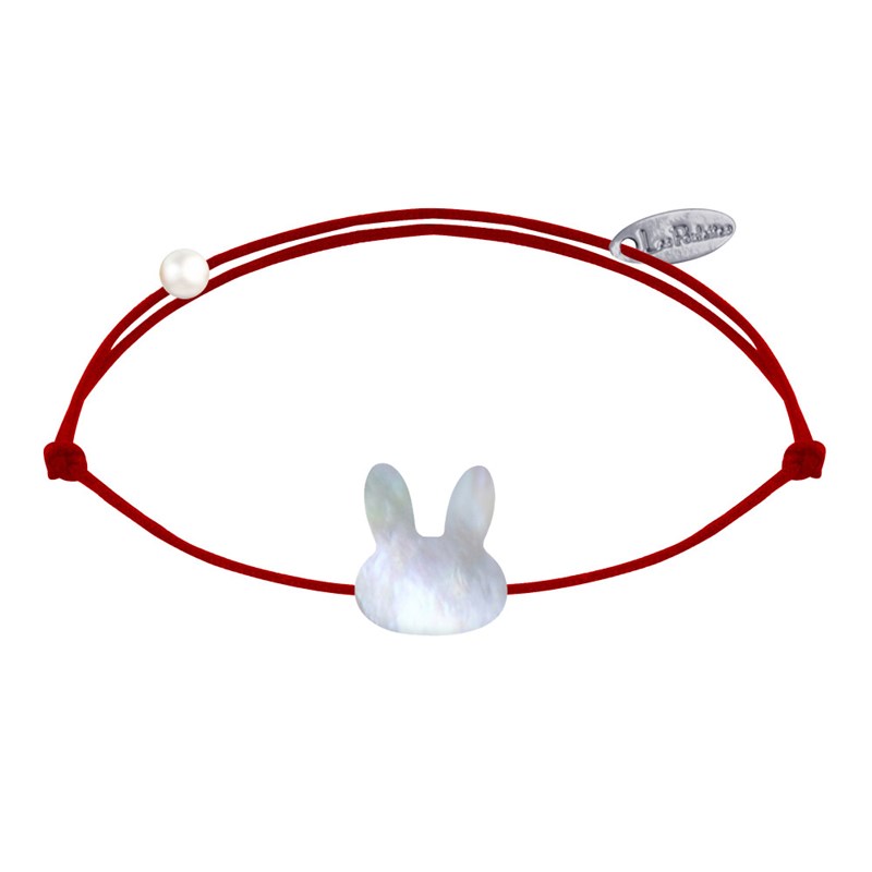 Bracelet Lien Tête de Lapin en Nacre - Rouge