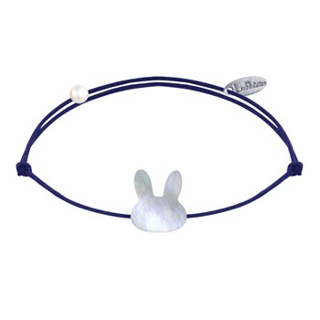 Bracelet Lien Tête de Lapin en Nacre - Bleu Navy