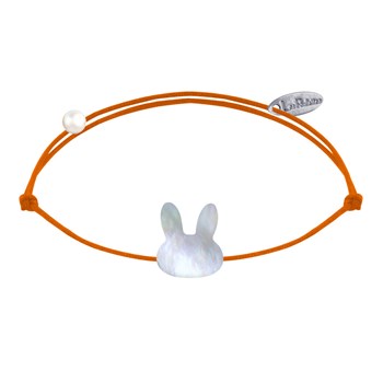 Bracelet Lien Tête de Lapin en Nacre - Orange