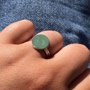 Bague Argent 925 Rond Dentelé d'Aventurine