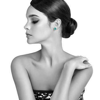 Amazoniet 925 Sterling Zilveren Ronde Getande Oorbellen