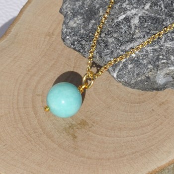 Vergulde ketting met Amazoniet parelhanger