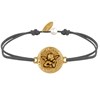 Bracelet Lien Médaille Ronde Martelée Laiton Doré Ange Raphaël - Gris - vue V1