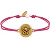 Bracelet Lien Médaille Ronde Martelée Laiton Doré Ange Raphaël - Fuchsia - vue V1