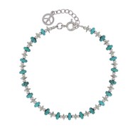 Bracelet Argent Perles et Disques Couleur Turquoise