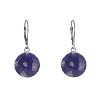 925 Sterling Zilveren Oorbellen Lapis Lazuli Schijf Gefacetteerd