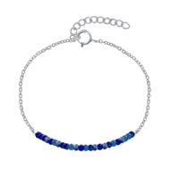 Bracelet Argent 925 Chaine et Perles Facettées de Lapis Lazuli