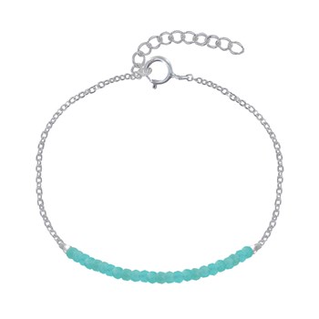 925 zilveren armband met ketting en facetgeslepen Amazoniet parels