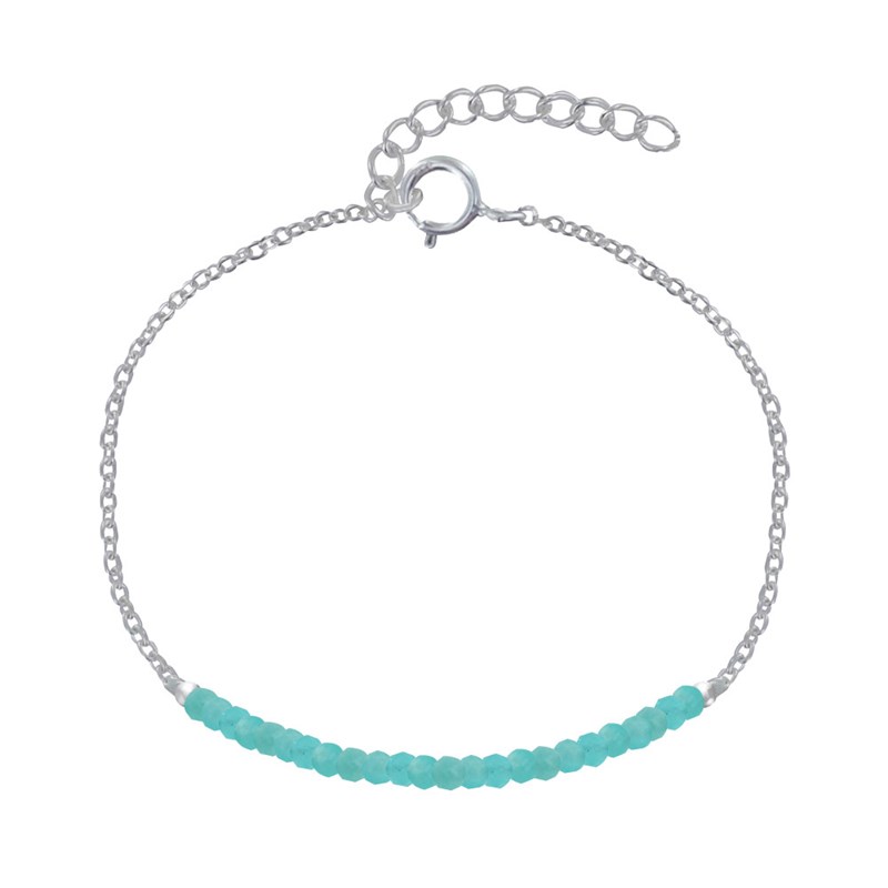 Bracelet Argent Chaine et Perles Facettées d'Amazonite