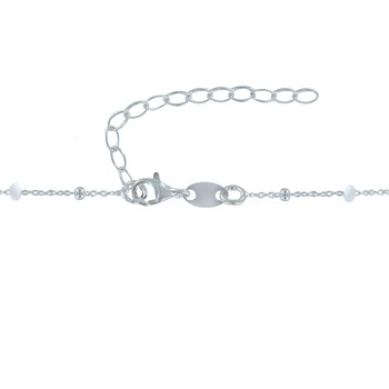 Zilveren 925 Halsketting met Geëmailleerde Parels en Zilveren Parels - Wit