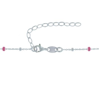 Zilveren 925 Halsketting met Geëmailleerde Parels en Zilveren Parels - Roze