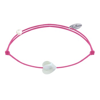 Bracelet Lien Mini Coeur en Nacre - Fuchsia