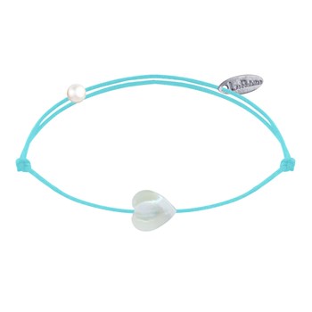 Bracelet Lien Mini Coeur en Nacre - Turquoise