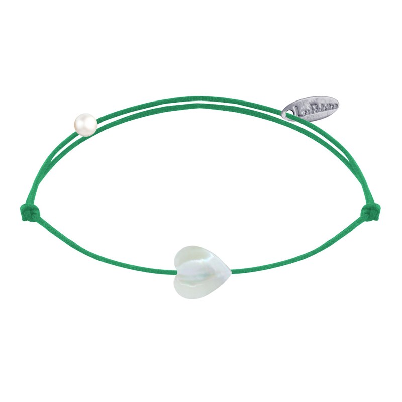 Bracelet Lien Mini Coeur en Nacre - Vert