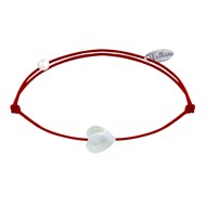 Bracelet Lien Mini Coeur en Nacre - Rouge