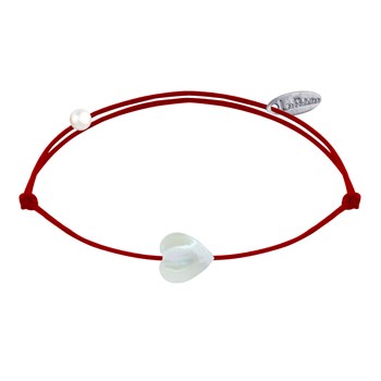 Bracelet Lien Mini Coeur en Nacre - Rouge