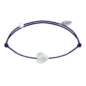 Bracelet Lien Mini Coeur en Nacre - Bleu Navy