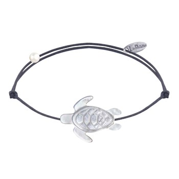 Schildpaddenarmband met parelmoer - Grijs