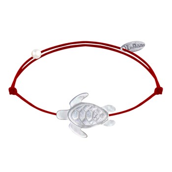 Schildpaddenarmband met parelmoer - Rood