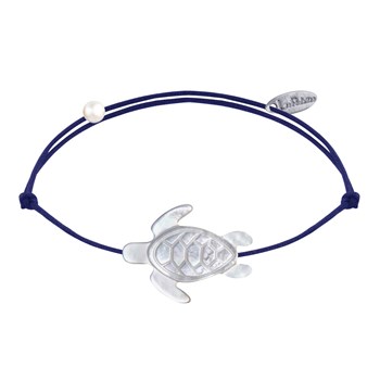 Schildpaddenarmband met parelmoer - marineblauw