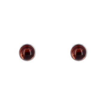 Boucles d'Oreilles Clous Argent 925 Demi Perle de Grenat