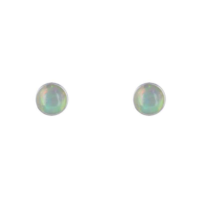 Boucles d'Oreilles Clous Argent Demi Perle d'Opale - vue 2