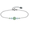 Bracelet Chaine Argent Trois Perles d'Aventurine et Deux Anneaux Facettés de Larimar - vue V1