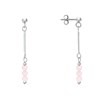 Boucles d'Oreilles Argent Chainette 3 Perles Facettées de Quartz Rose - vue V1