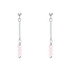 Boucles d'Oreilles Argent Chainette 3 Perles Facettées de Quartz Rose - vue V2