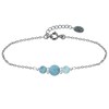 Bracelet Chaine Argent Trois Perles de Larimar Anneaux de Billes Argent - vue V1