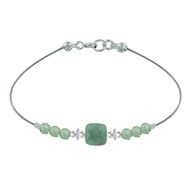 Bracelet Câble Carré et Six Perles Facetttées d'Aventurine