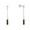Boucles d'Oreilles Argent 925 Chainette 3 Perles Facettées d'Oeil de Tigre - vue V1