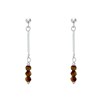 Boucles d'Oreilles Argent 925 Chainette 3 Perles Facettées d'Oeil de Tigre - vue V2