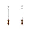 Boucles d'Oreilles Argent Chainette 3 Perles Facettées d'Oeil de Tigre - vue V2