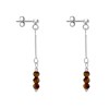 Boucles d'Oreilles Argent Chainette 3 Perles Facettées d'Oeil de Tigre - vue V3