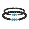 Duo Bracelets Homme et Femme Perles d'Hématites et Trois Anneaux de Larimar - vue V1