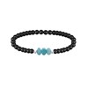 Duo Bracelets Homme et Femme Perles d'Hématites et Trois Anneaux de Larimar - vue V2