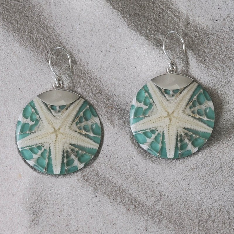 Boucles d'Oreilles Argent 925 Disque Etoile de Mer - vue 5