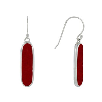 925 Silver Oval Rectangle Coral Color Earrings