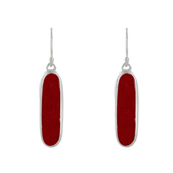 925 Silver Oval Rectangle Coral Color Earrings