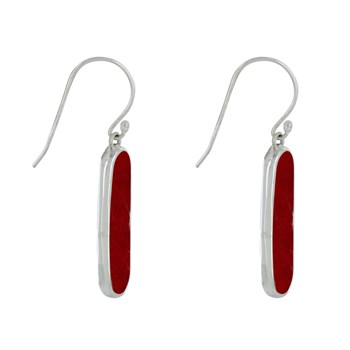 925 Silver Oval Rectangle Coral Color Earrings