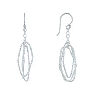 Boucles d'Oreilles Argent 925 Trois Anneaux Ovales Entrelacés