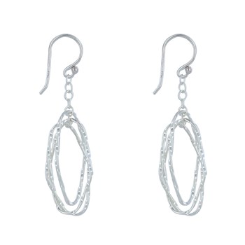 925 Sterling zilveren drie verstrengelde ovale ringen oorbellen