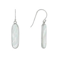 Boucles d'Oreilles Argent 925 Rectangle Ovale de Nacre